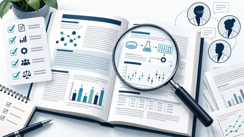 Illustration for a checklist to evaluate peptide research papers