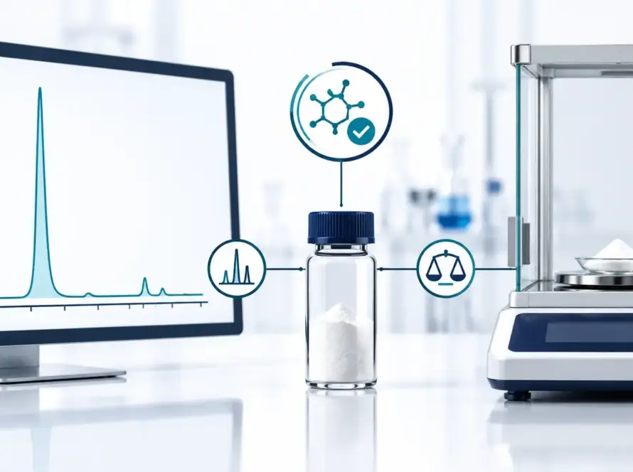 Illustration distinguishing peptide purity from total content
