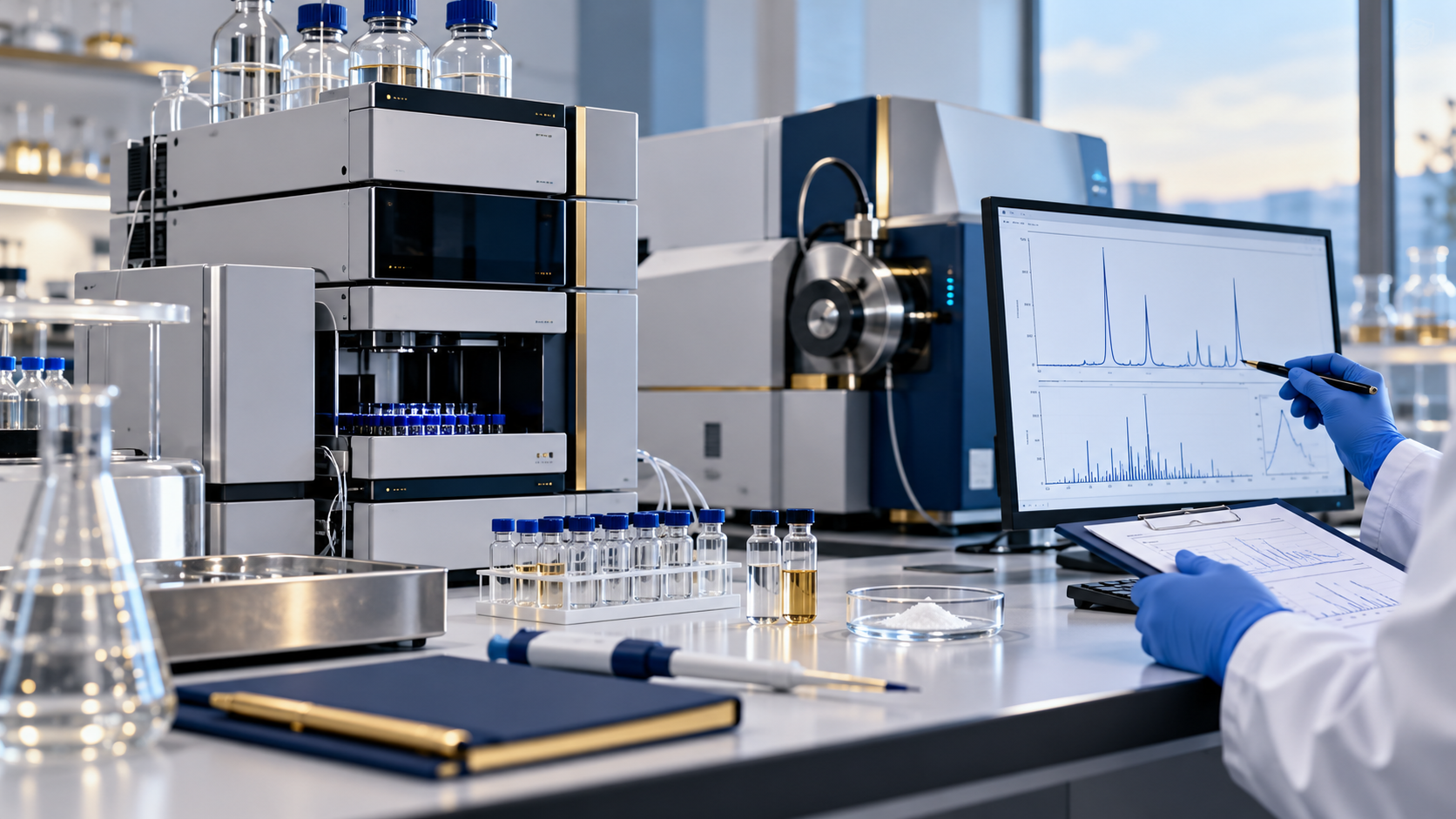 Laboratory HPLC and mass spectrometry workflow for peptide quality control