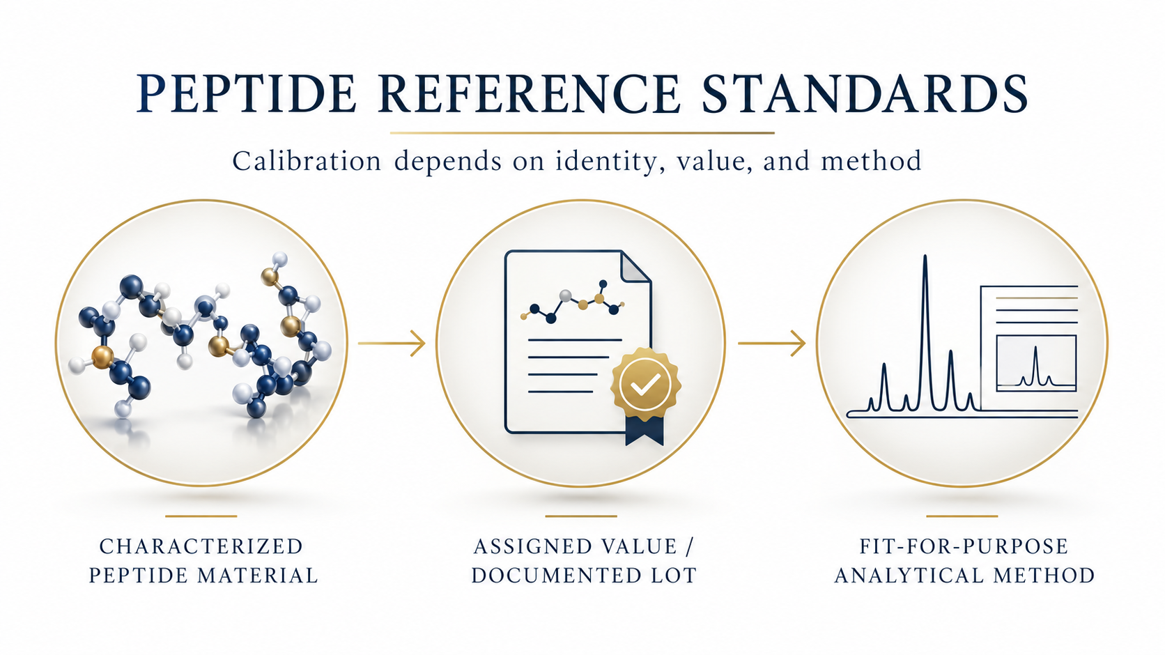 Peptide data review checklist showing calibration records, version history, calculation checks, and approval status